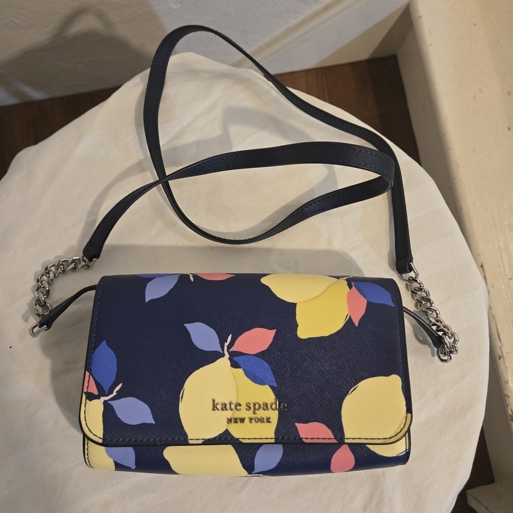 Kate Spade Blue Lemon Print Crossbody Bag